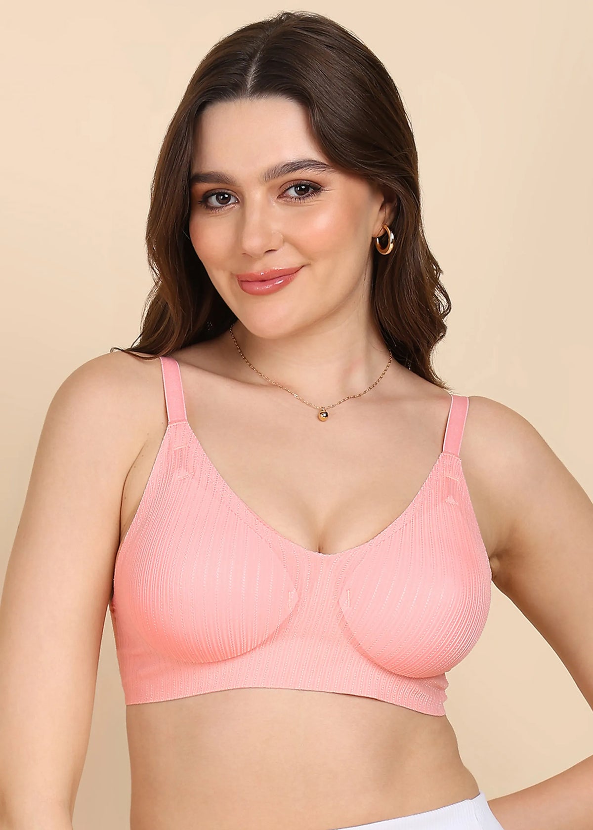 Bonded Designer Fabric Padded Seamless Bra (SB-998)
