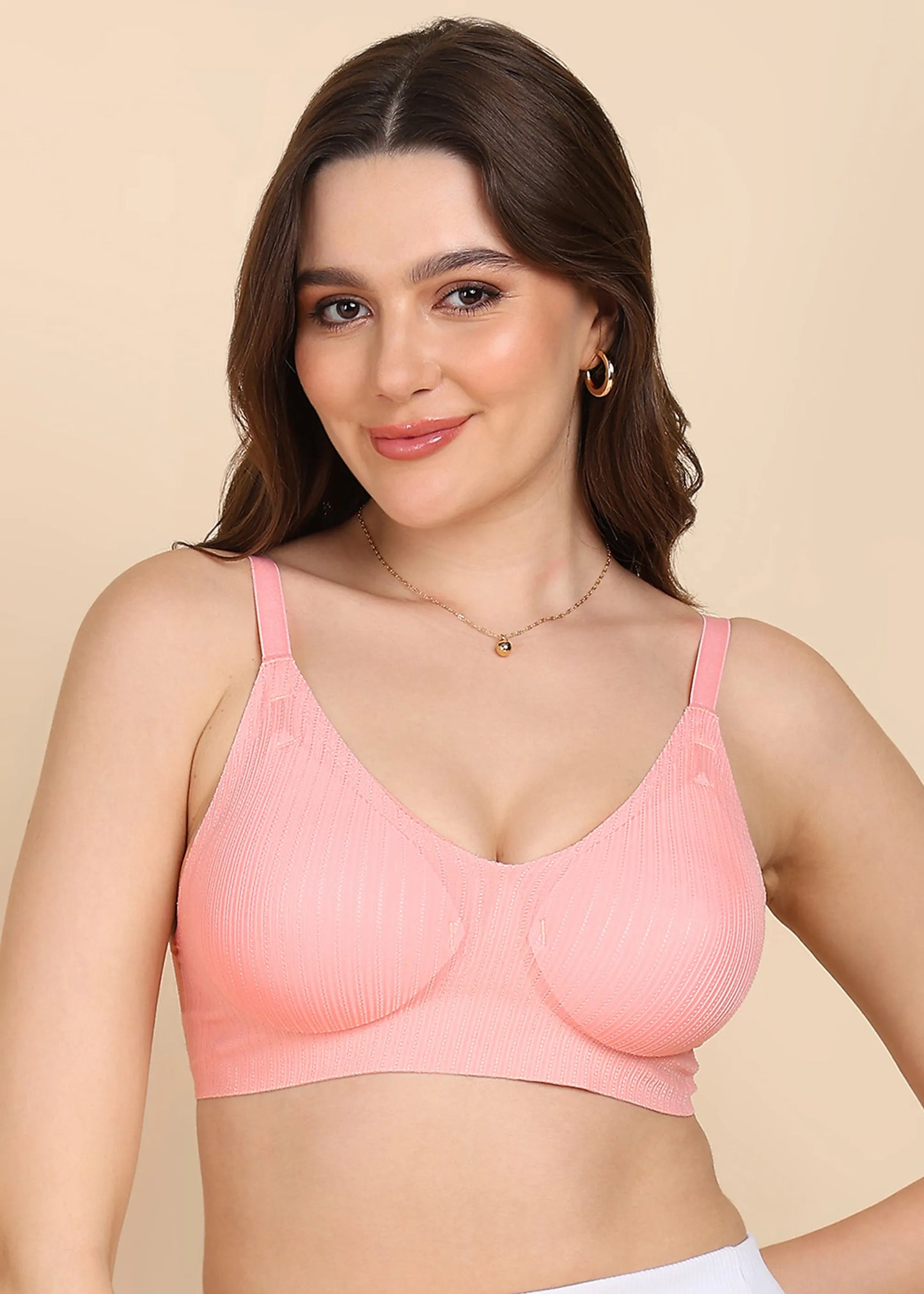 Bonded Designer Fabric Padded Seamless Bra (SB-998)