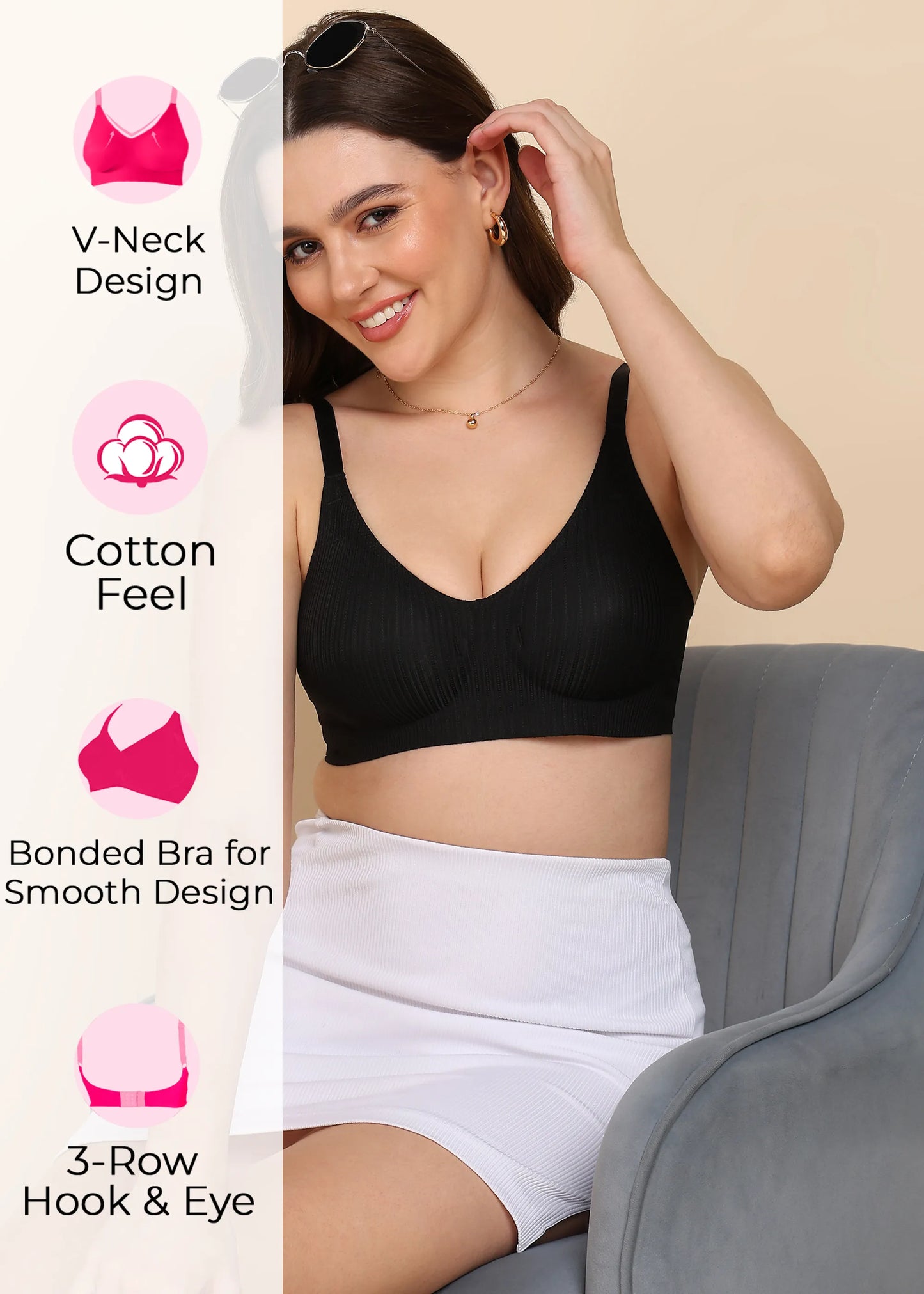 Bonded Designer Fabric Padded Seamless Bra (SB-998)