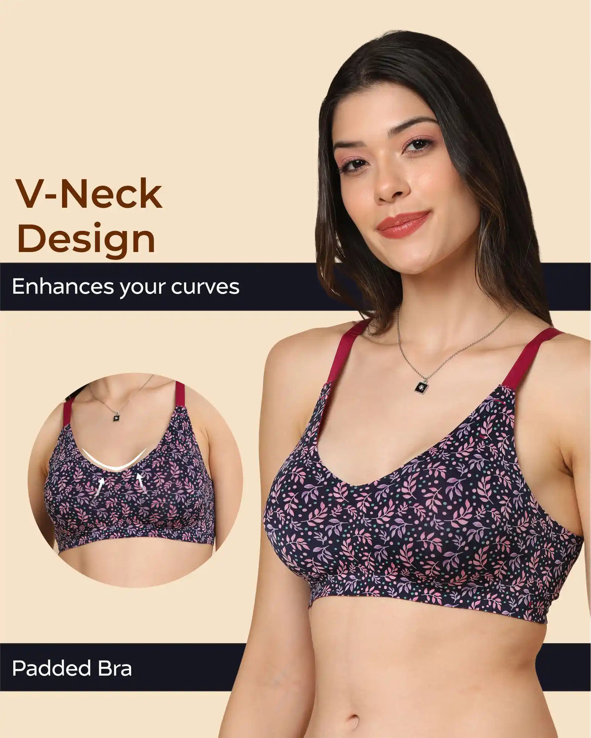 Tweens Bonded Printed Full-Coverage Padded Bra (SB-68 PR)