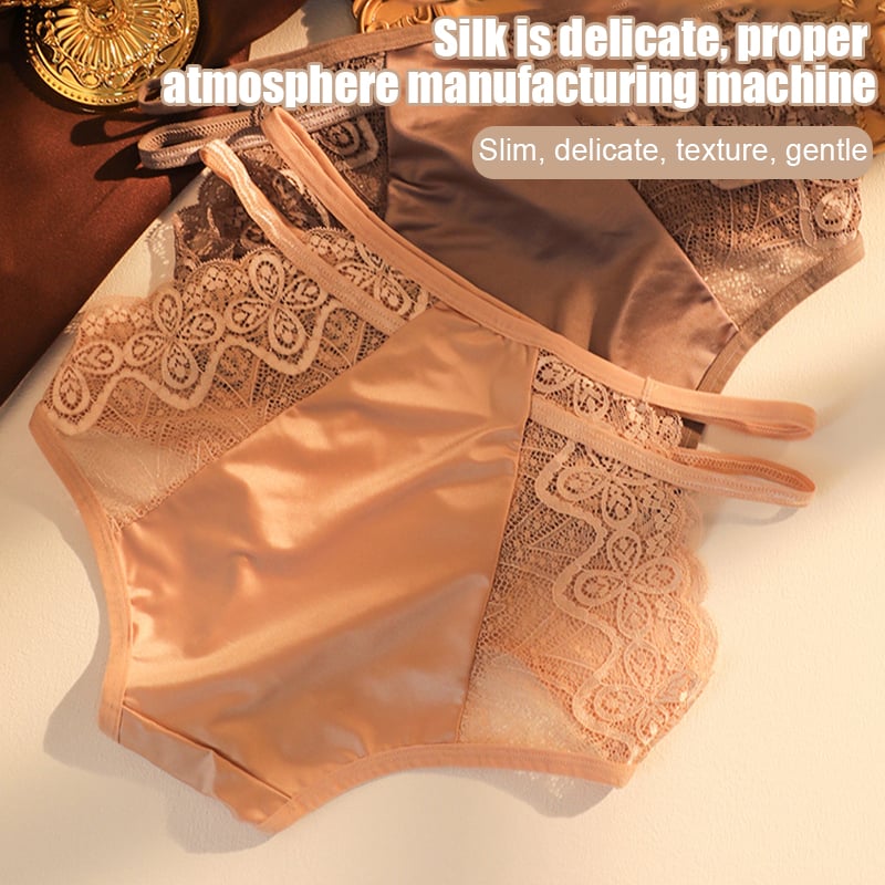 🌷Sexy Seamless Double Strap Lace Silk Care Panties  (4 PCS)