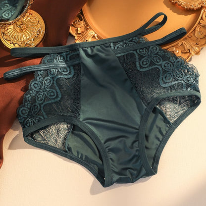 🌷Sexy Seamless Double Strap Lace Silk Care Panties  (4 PCS)