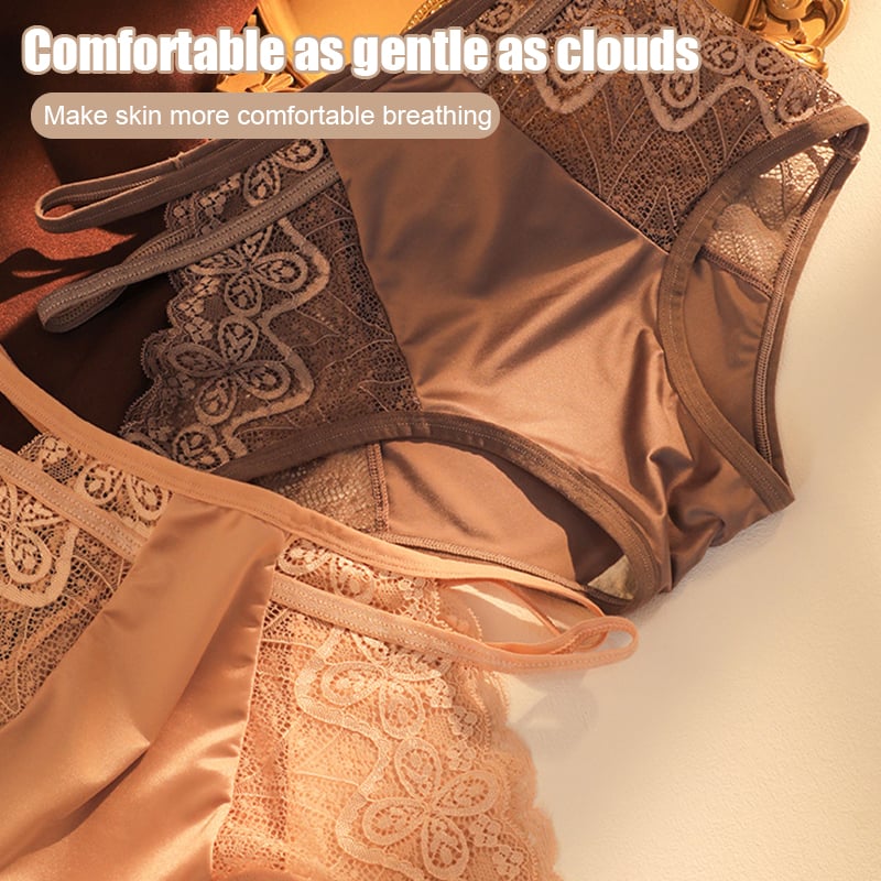 🌷Sexy Seamless Double Strap Lace Silk Care Panties  (4 PCS)
