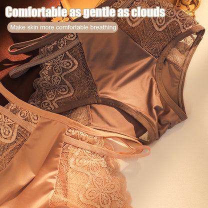 🌷Sexy Seamless Double Strap Lace Silk Care Panties  (4 PCS)